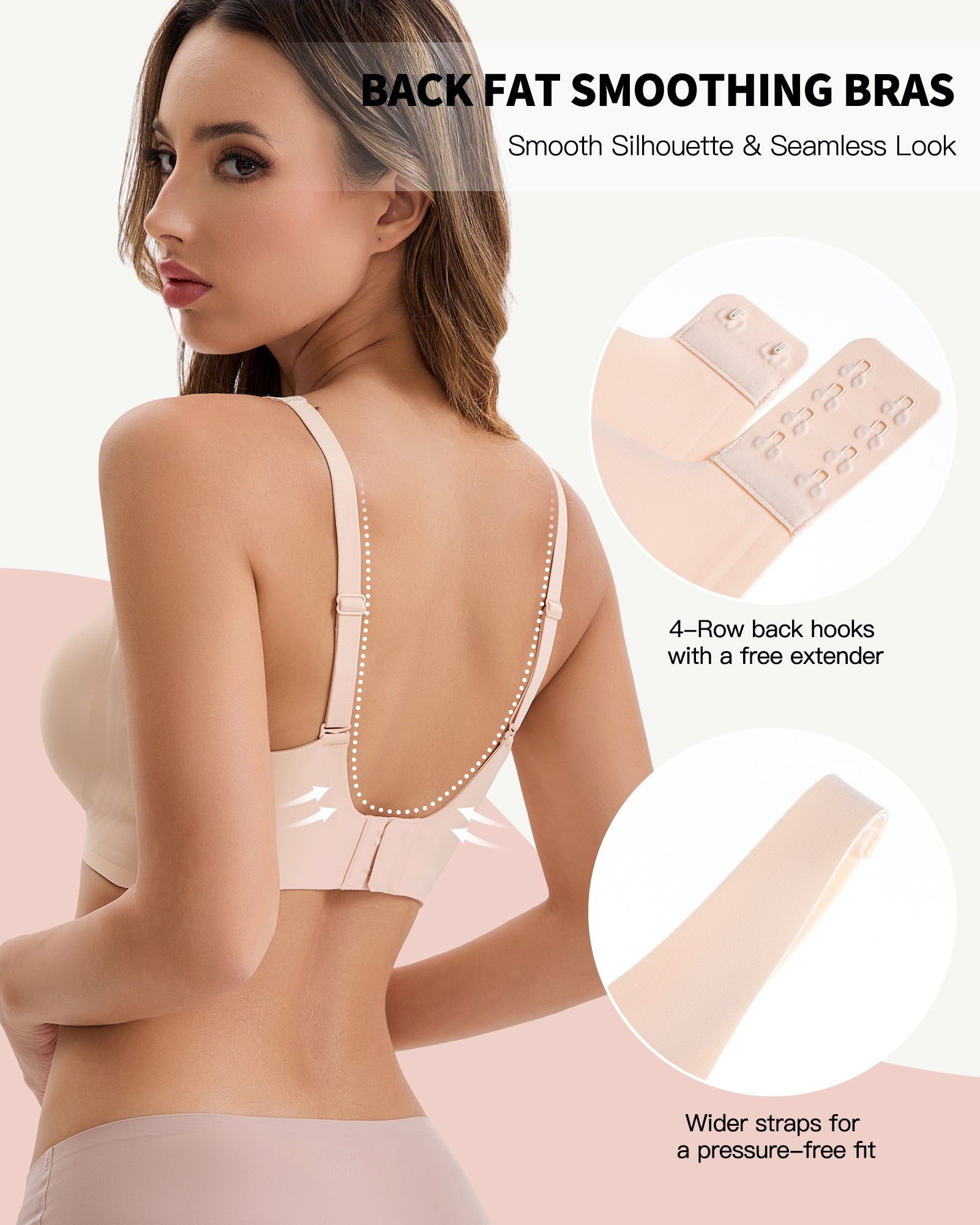 COMFBAY Women’s Deep V Wireless Bra - Nude