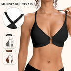 COMFBAY Deep V Lace Racerback Front-Closure Bra