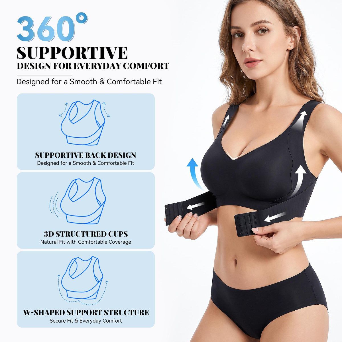 COMFBAY full coverage front-closure wireless bra — product image 3